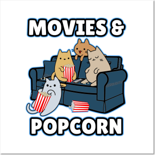 Cats popcorn popper and movies Posters and Art